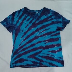 Blue Purple Tie Dye Striped T-Shirt